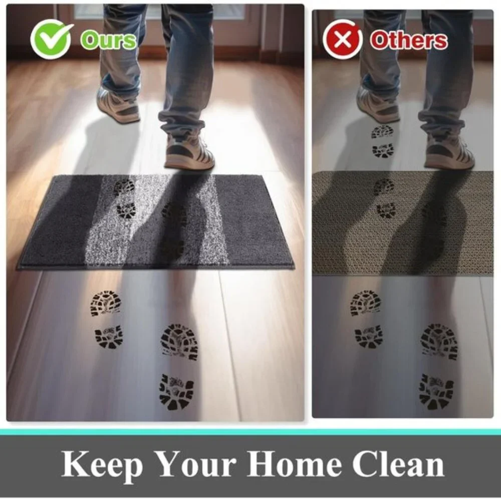 20x32Inch Indoor Doormat, Non-Slip, Absorbent Mud Trapper Mat for Entryway, Grey